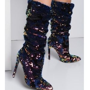 Liana Sequin Slouch Boots